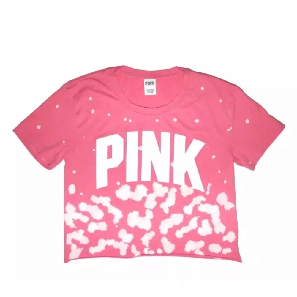 VS Pink Shrunken Campus Tee Leopard
